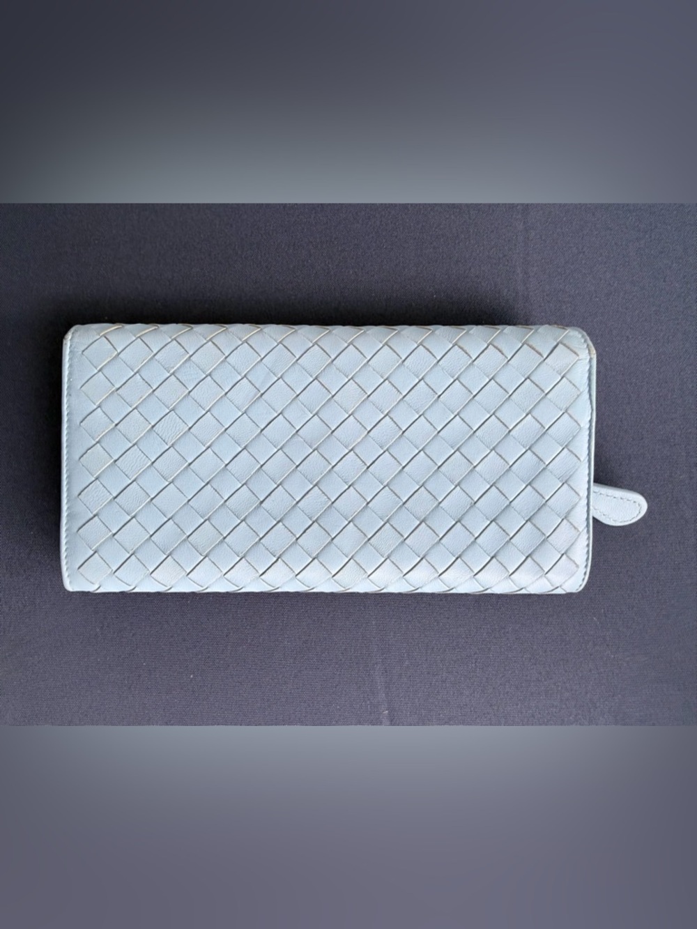 Bottega Veneta Light Blue Woven Clutch - Picture 2 of 12